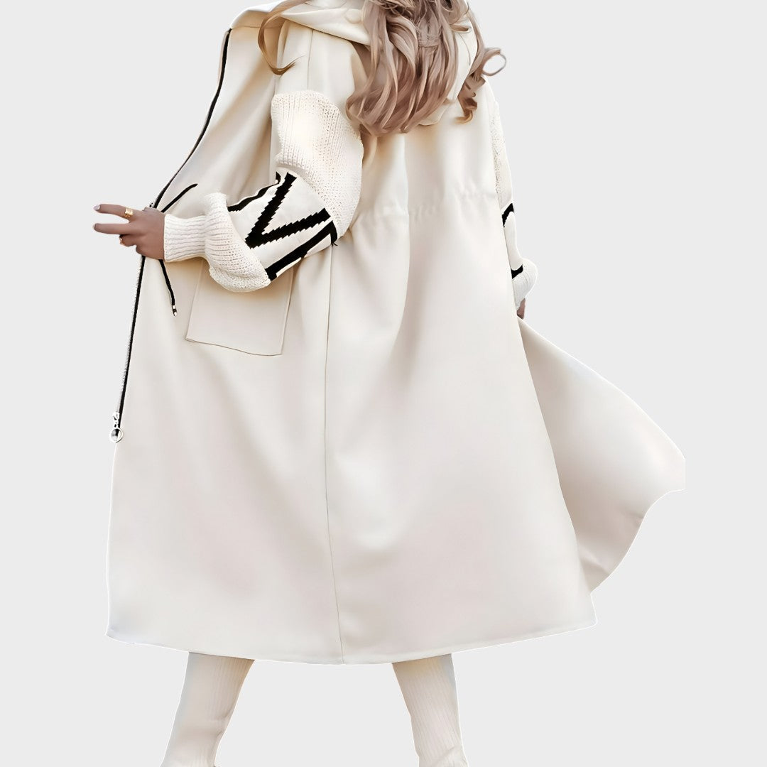 Peggy - Moteriška striukė su megztomis rankovėmis ir gobtuvu