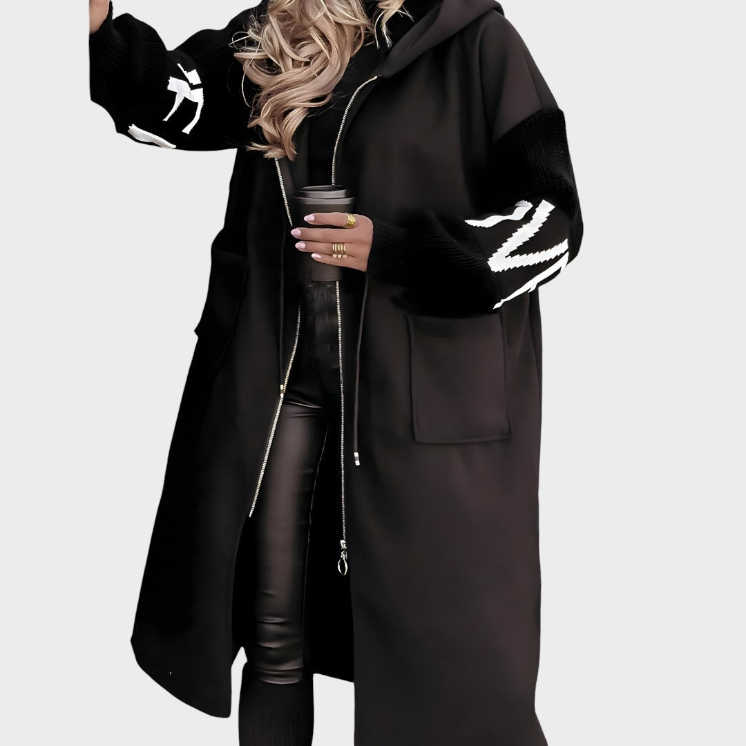 Peggy - Moteriška striukė su megztomis rankovėmis ir gobtuvu