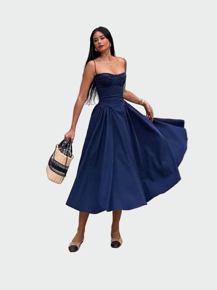 Dora™ - Satino Maxi Suknelė su Plonomis Petnešomis