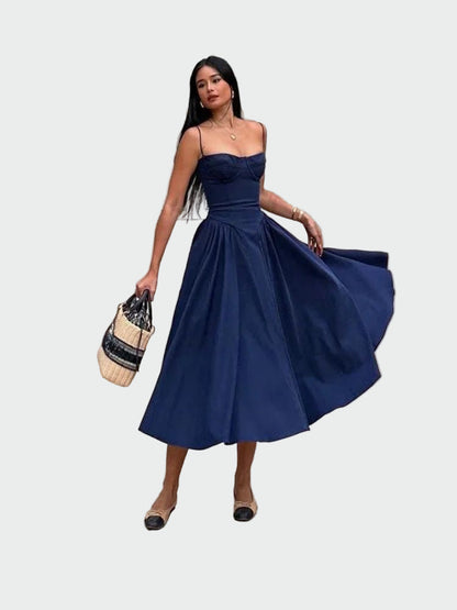 Dora™ - Satino Maxi Suknelė su Plonomis Petnešomis