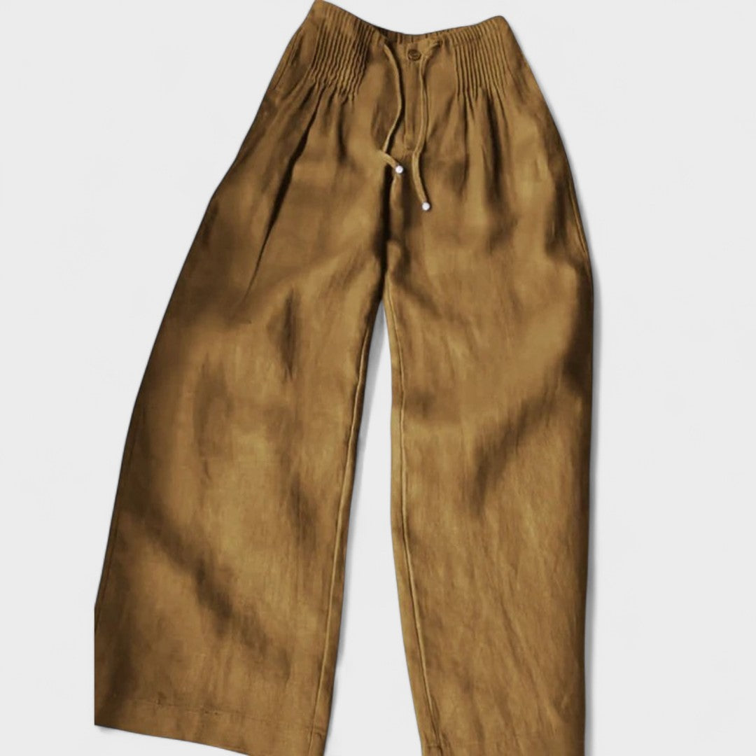 Miglė - Plati kojų kelnės iš medvilnės ir lino mišinio