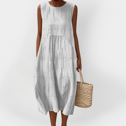 Stilinga Medvilninė Suknelė be Rankovių su Kišenėmis