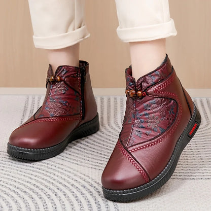 Ieva - Vintažiniai odiniai aulinukai su gėlių raštu