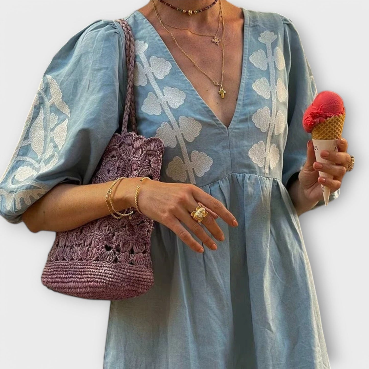 Sílvia - Spausdintas Suknelė be Pastangų Elegancijai