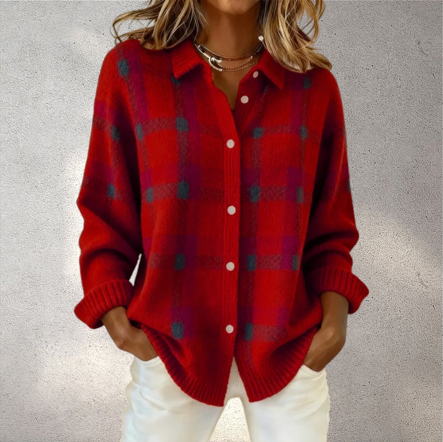 Anna™ – Minkštas Languotas Kardiganas, Retro Stilius