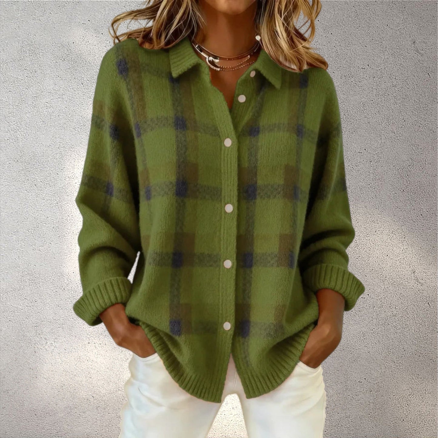 Anna™ – Minkštas Languotas Kardiganas, Retro Stilius