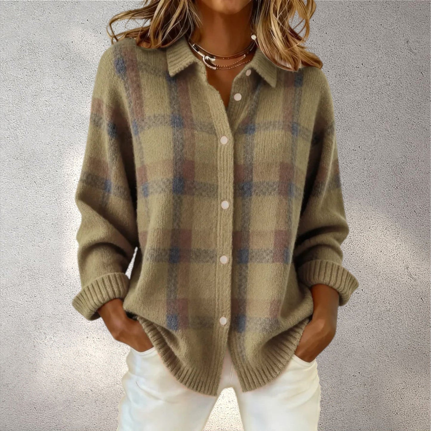 Anna™ – Minkštas Languotas Kardiganas, Retro Stilius