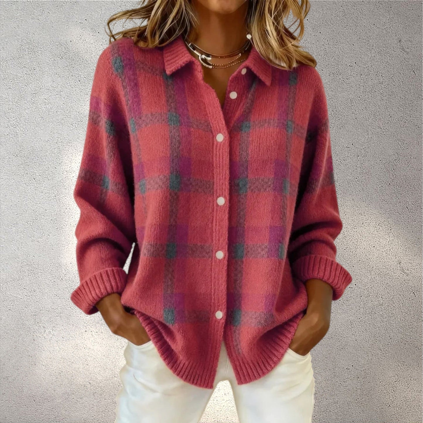 Anna™ – Minkštas Languotas Kardiganas, Retro Stilius