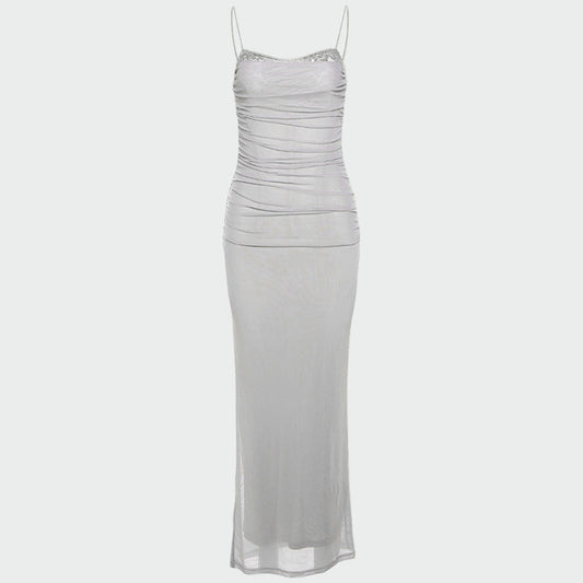 Aouri™ - Drapiruotas Suknelė iš Tiulio