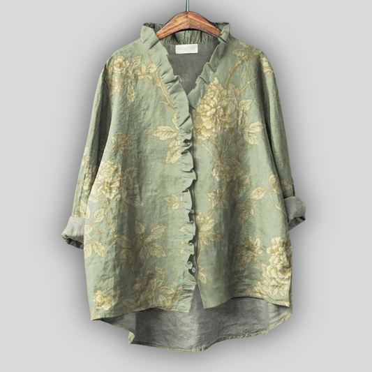 Viltė™ - Lininė Blūzaitė Auksinė Žalia Aura