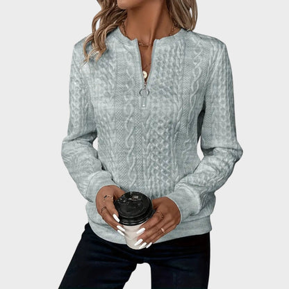 Amalie - Moteriškas megztinis su užtrauktuku ir pynėmis