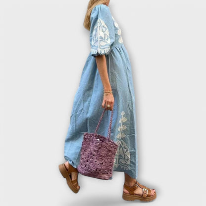 Sílvia - Spausdintas Suknelė be Pastangų Elegancijai