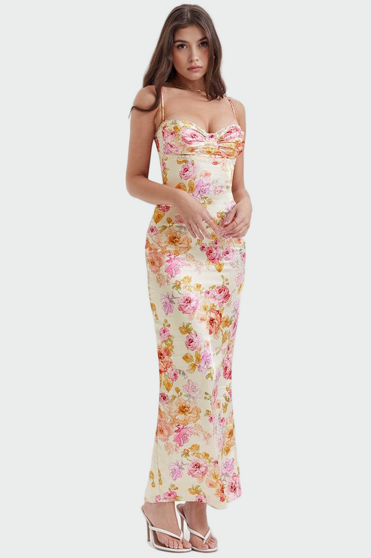 Rožinė | Satino Gėlėtas Suknelė