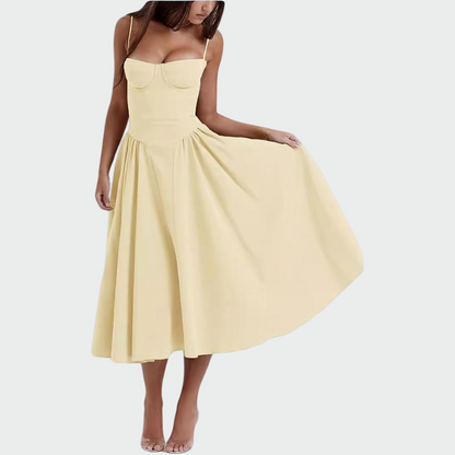 Dora™ - Satino Maxi Suknelė su Plonomis Petnešomis