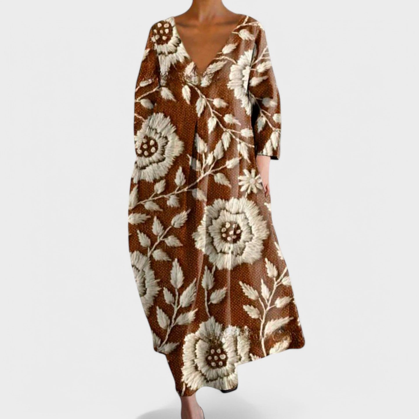 Ana - Spalvingas suknelė su V formos iškirpte