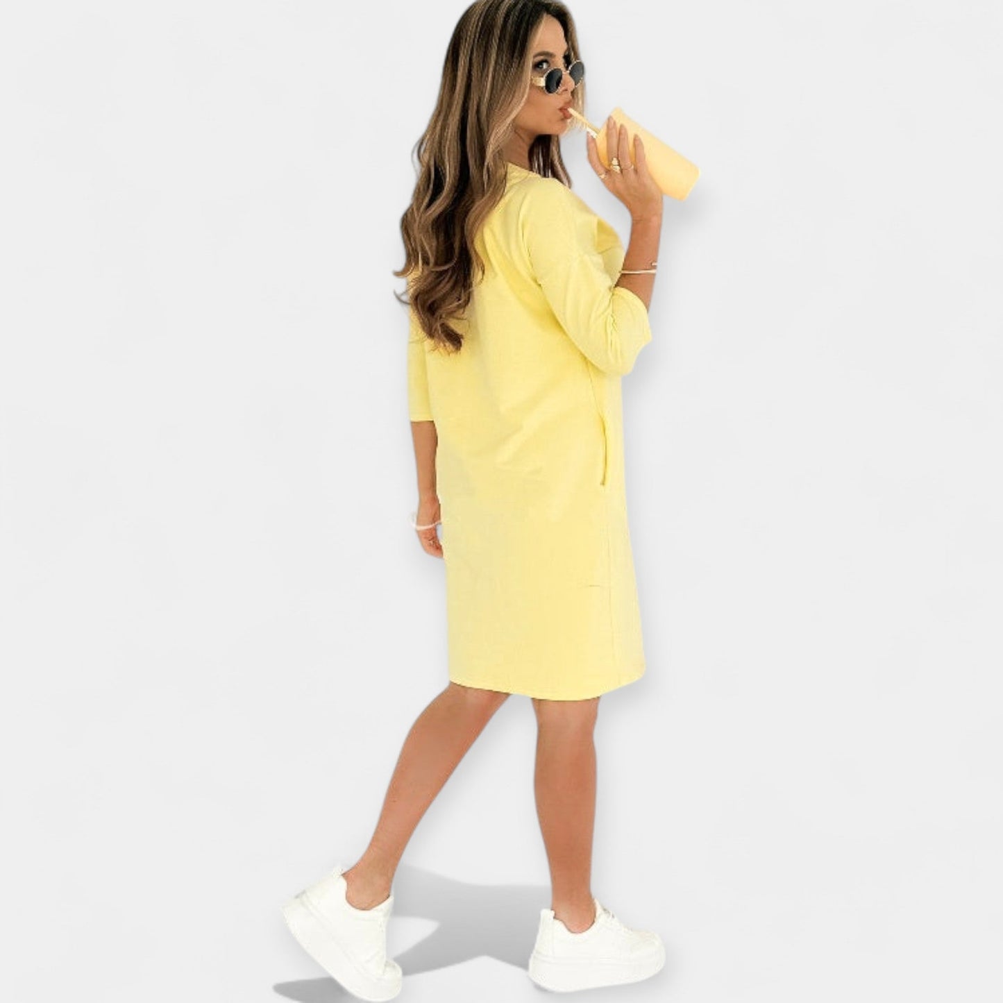 Kasdienis Suknelė su Funkcinėmis Kišenėmis